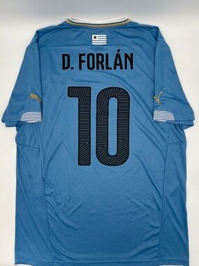 Uruguay 2014/2015 Home Forlán #10 Authentic PUMA Jersey XL Blue Gold White